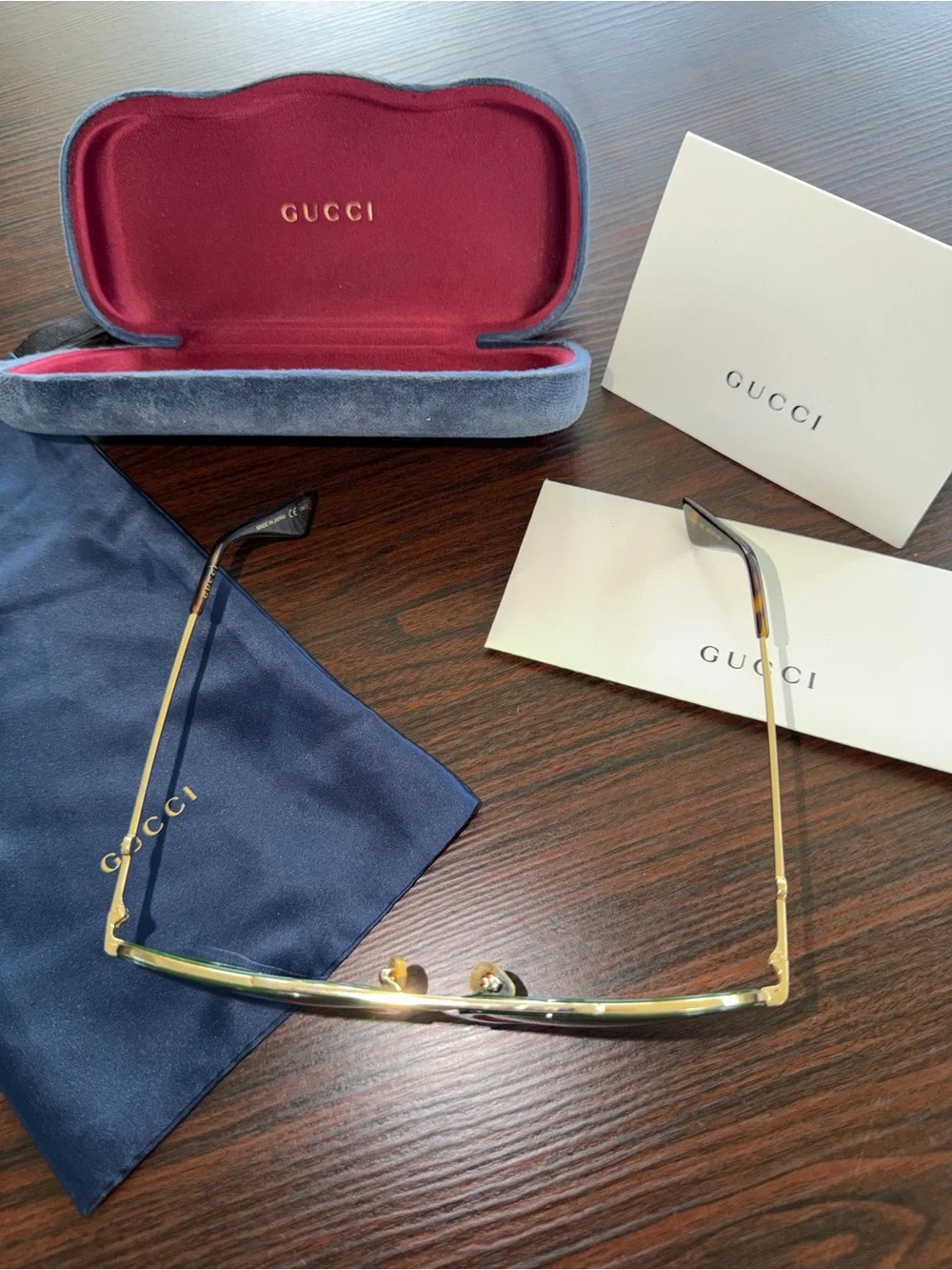 Gucci GG0062S Green & Red Trim Aviator Sunglasses with Gradient Lenses